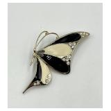 Bijoux Enamel Butterfly Pin Brooch with Rhinestones