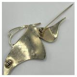 Bijoux Enamel Butterfly Pin Brooch with Rhinestones