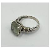 Sterling Silver Prasiolite Stone Ring Size 10