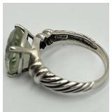 Sterling Silver Prasiolite Stone Ring Size 10