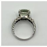 Sterling Silver Prasiolite Stone Ring Size 10