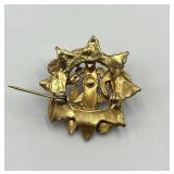 Vintage Fleur-de-Lis Brooch with Faux Pearls and Gem Accents