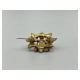 Vintage Fleur-de-Lis Brooch with Faux Pearls and Gem Accents