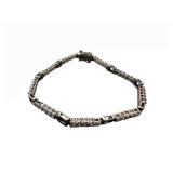 Sterling Silver Bracelet 7 in - 925 Hallmark - Stone-Set Link Chain