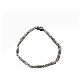 Sterling Silver Bracelet 7 in - 925 Hallmark - Stone-Set Link Chain