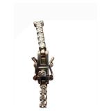 Sterling Silver Bracelet 7 in - 925 Hallmark - Stone-Set Link Chain