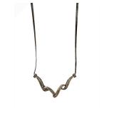 Sterling Silver Necklace 925 - V-Shaped Diamond Accent, 17-inch