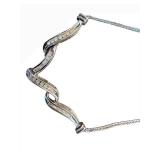 Sterling Silver Necklace 925 - V-Shaped Diamond Accent, 17-inch