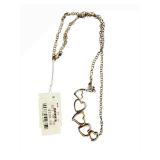 Mark 925 Sterling Silver Five-Heart Necklace - 18 in Diamond Accents 1/10 ctw