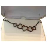 Mark 925 Sterling Silver Five-Heart Necklace - 18 in Diamond Accents 1/10 ctw