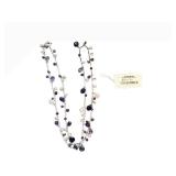 Sterling Silver Amethyst & Pearl Necklace - 23 inches