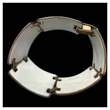 Delilah 7-Inch Mosaic Square Bracelet with Orange Dots on Navy