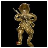 Vintage Gold-Tone Military Guy with Rifle Rhinestones Brooch Pin