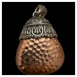 Barse Thai 925 Sterling Silver Pendant - Hammered Teardrop with Ornate Cap