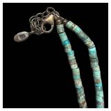 Turquoise Bead Necklace - 18-Inch Length with Teardrop Pendant