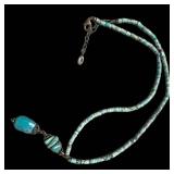 Turquoise Bead Necklace - 18-Inch Length with Teardrop Pendant