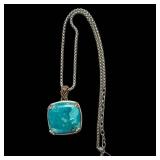 Barse Thailand Turquoise Pendant Necklace - 22-Inch Chain
