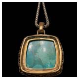 Barse Thailand Turquoise Pendant Necklace - 22-Inch Chain