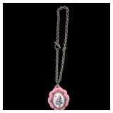 Tarina Tarantino Pink Enamel Flower Pendant Necklace - 18-inch Chain, Missing Rhinestone
