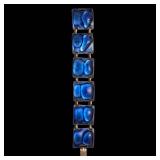 Blue Enamel Square-Linked Bracelet - 7 inches