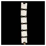 Blue Enamel Square-Linked Bracelet - 7 inches