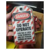 Large Lot of Electrical Lockout Tagout Devices with Tags and Padlock