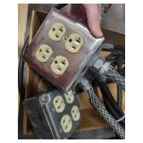 Lot of 3 Industrial Power Outlet Boxes with Cables and Plugs