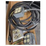 Lot of 3 Industrial Power Outlet Boxes with Cables and Plugs
