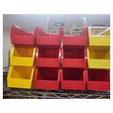 Set of 9 Plastic Storage Bins with Removable Clear Lids