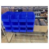 Set of 9 Akro-Mils AkroBins Blue Plastic Storage Bins with Clear Lids