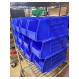 Set of 9 Akro-Mils AkroBins Blue Plastic Storage Bins with Clear Lids