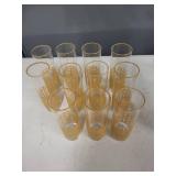 Set of 11 MCM Highball Glasses with LIBBEY CANE Yellow Woven Pattern