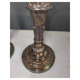 Pair of Ornate Silverplate Candlesticks, 13.5 Inch Tall