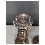 Pair of Ornate Silverplate Candlesticks, 13.5 Inch Tall