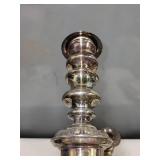 Pair of Ornate Silverplate Candlesticks, 13.5 Inch Tall