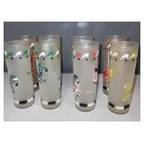 Set of 8 Frosted Glass Tumblers with Carousel Animal Design