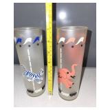 Set of 8 Frosted Glass Tumblers with Carousel Animal Design