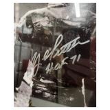 Framed Y.A. Tittle Autographed Photo with Leaf COA New York Giants HOF 