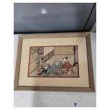 Pair of Framed Japanese Ukiyo-e Prints by Harunobu Suzuki and Seiko Miyagawa