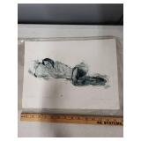 Pair of James D. Cota Collograph Prints Julia and Kristin Signed 1994
