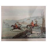 Set of 4 Framed Vintage Fox Hunting Prints with Horses and Hounds