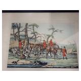 Set of 4 Framed Vintage Fox Hunting Prints with Horses and Hounds