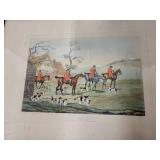 Set of 4 Framed Vintage Fox Hunting Prints with Horses and Hounds