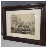 Framed Print by Ho Trachtenberger Depicting Moose and Bison