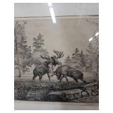 Framed Print by Ho Trachtenberger Depicting Moose and Bison