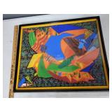 Framed Abstract Mixed Media Artwork with Colorful Three-Dimensional Elements