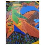 Framed Abstract Mixed Media Artwork with Colorful Three-Dimensional Elements