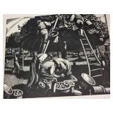 Set of 2 Vintage Black and White Agricultural Scene Art Prints