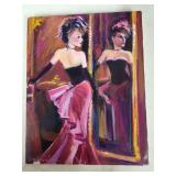 Set of 3 Signed Lisa Vorce-Cage Parisian Scene and Portrait Canvas Paintings