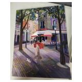 Set of 3 Signed Lisa Vorce-Cage Parisian Scene and Portrait Canvas Paintings